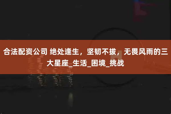 合法配资公司 绝处逢生，坚韧不拔，无畏风雨的三大星座_生活_困境_挑战